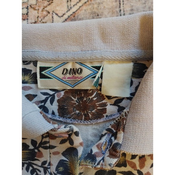 Vintage 3-Button Floral Polo Gold Shirt Trim Dino Dimilano Large - Picture 3 of 5